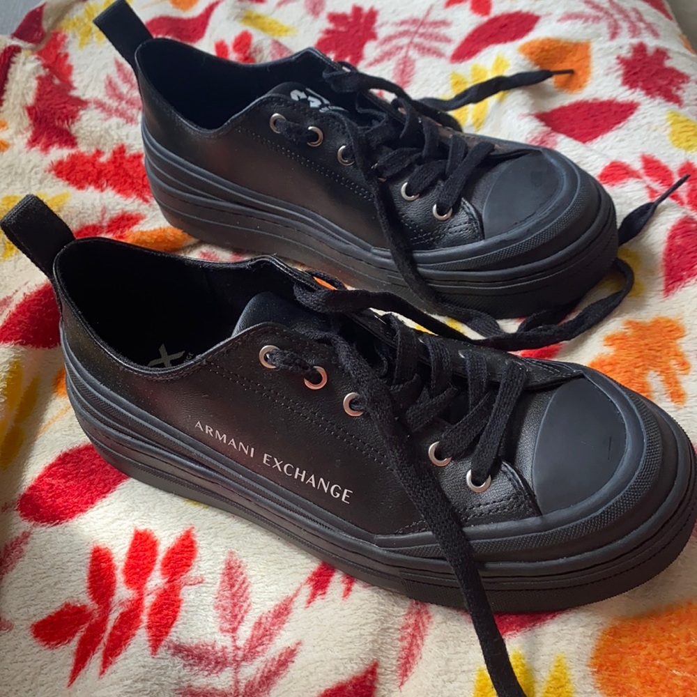 Armani exchange black leather sneakers